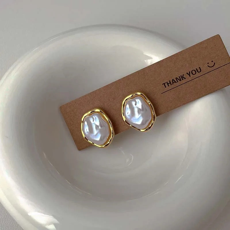 Trendy Geometric Pearl Drop Earrings – Chic Jewelry for Women