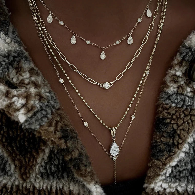 Gold Layered Crystal Necklace - high quality