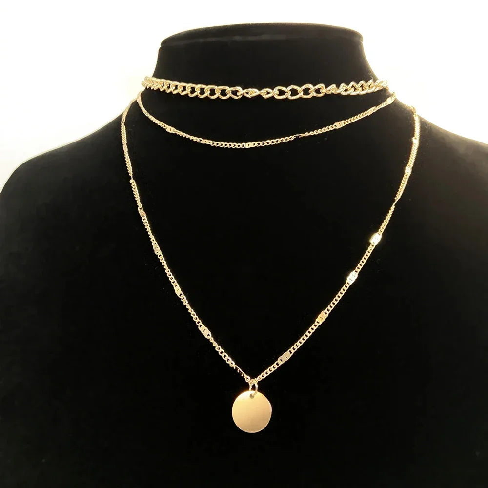 Vintage Fashion Necklace - Layered Golden Chain for Women and Girls