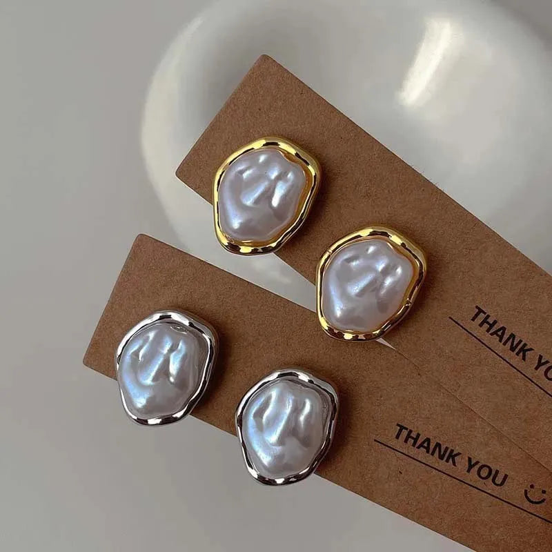 Trendy Geometric Pearl Drop Earrings – Chic Jewelry for Women