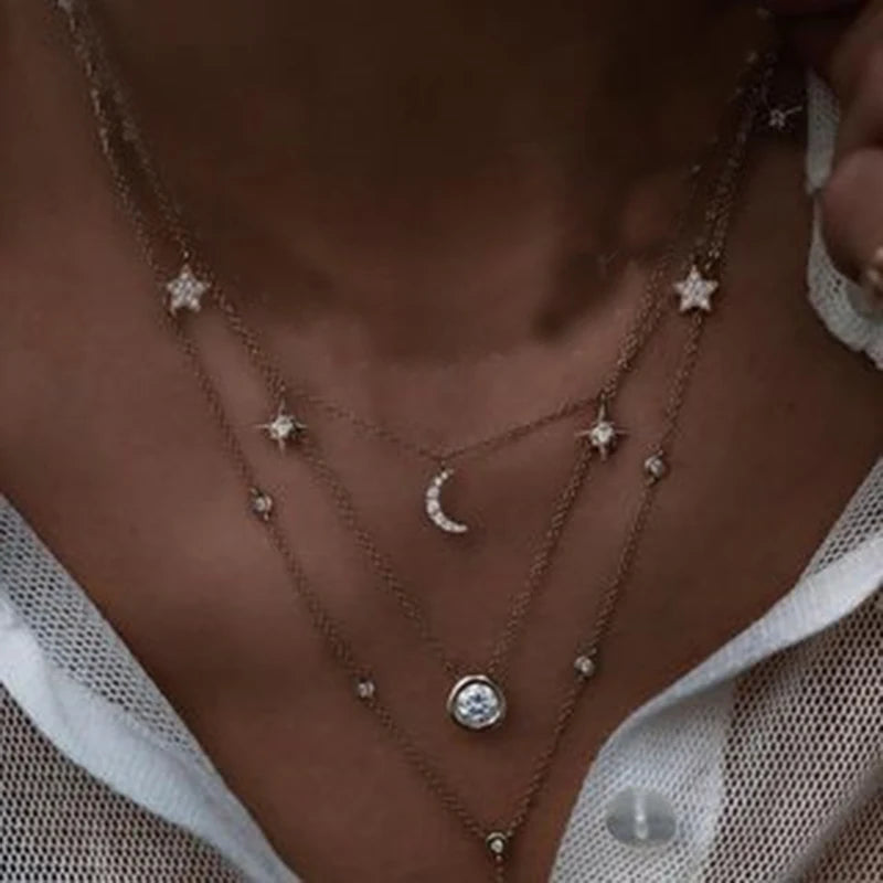 Gold Layered Crystal Necklace - high quality