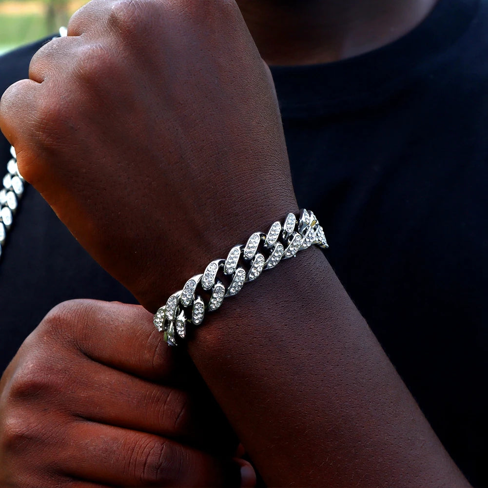 Miami Cuban Rhinestone Bracelet – Bold 14MM Jewelry