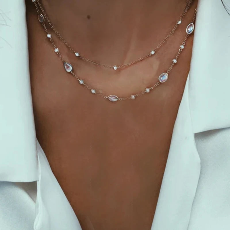 Gold Layered Crystal Necklace - high quality