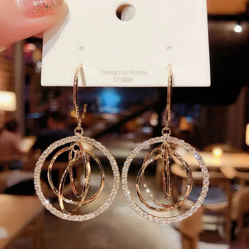 Long Flower Pearl Earrings with Rhinestones – Elegant Jewelry, with a celestial style