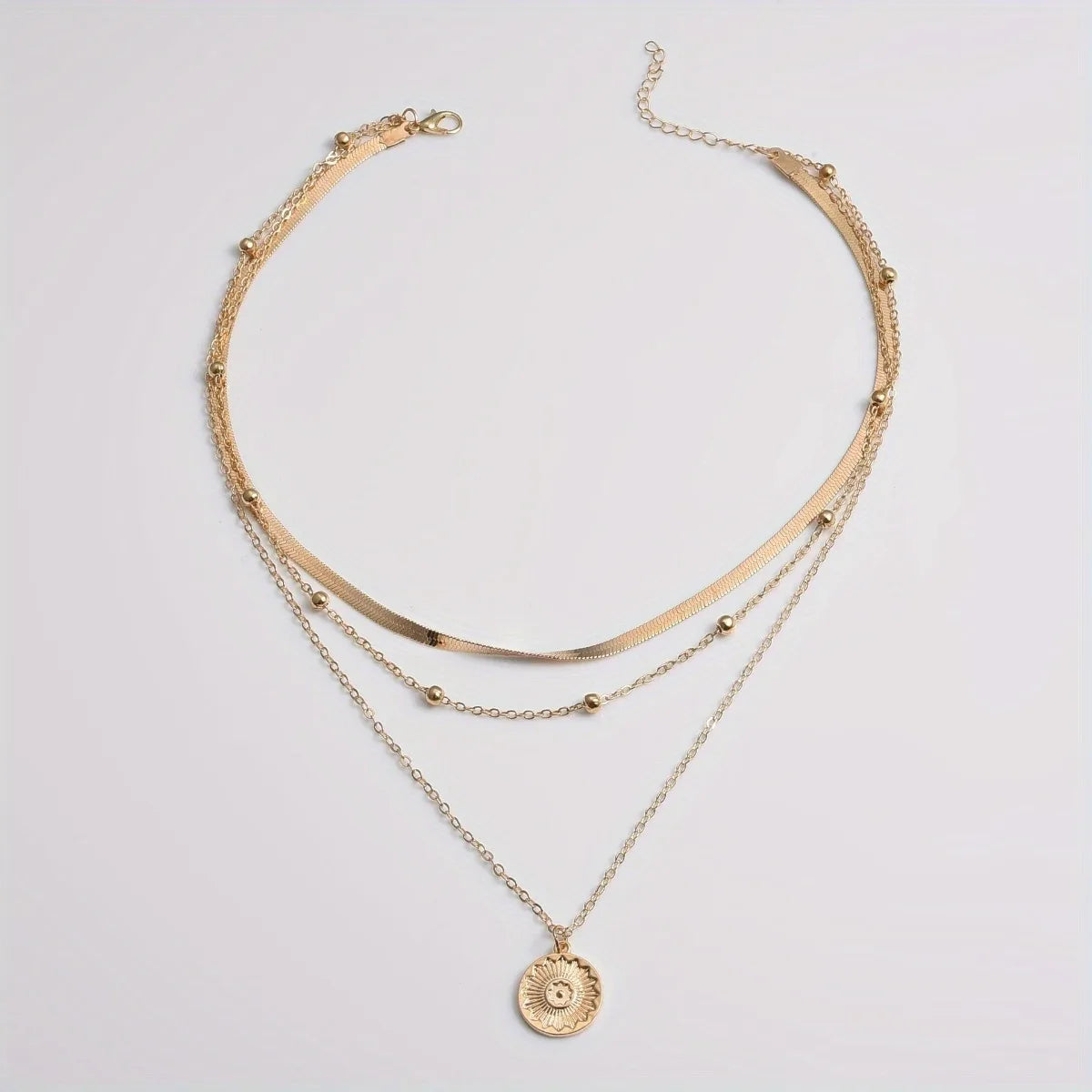 Bold design silver chain collar with three layers - luxury