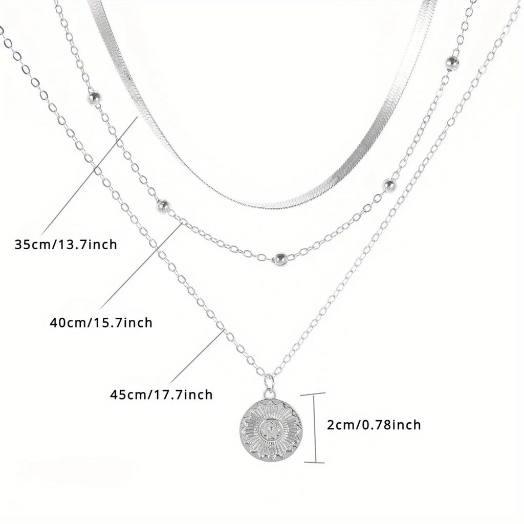Bold design silver chain collar with three layers - luxury