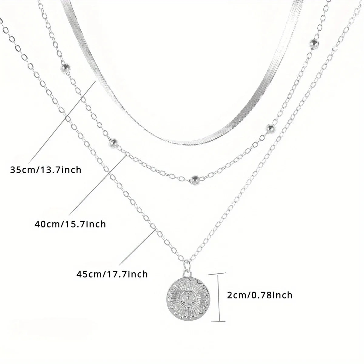 Bold design silver chain collar with three layers - luxury