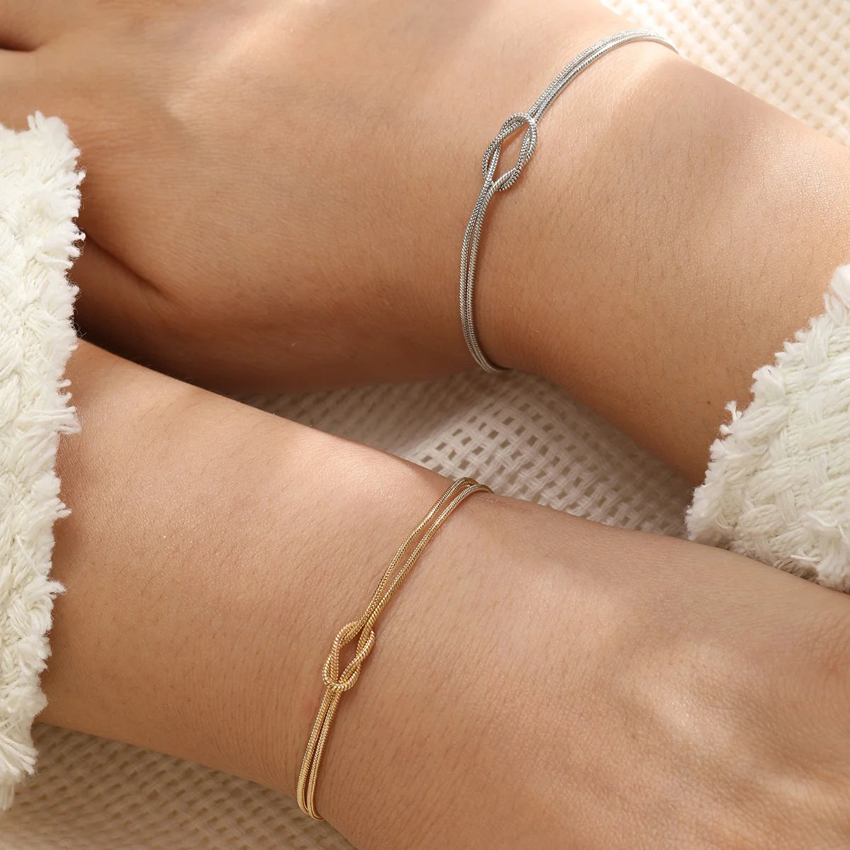 Matching Gold Plated Couple Bracelets – Elegant Stainless Steel Set