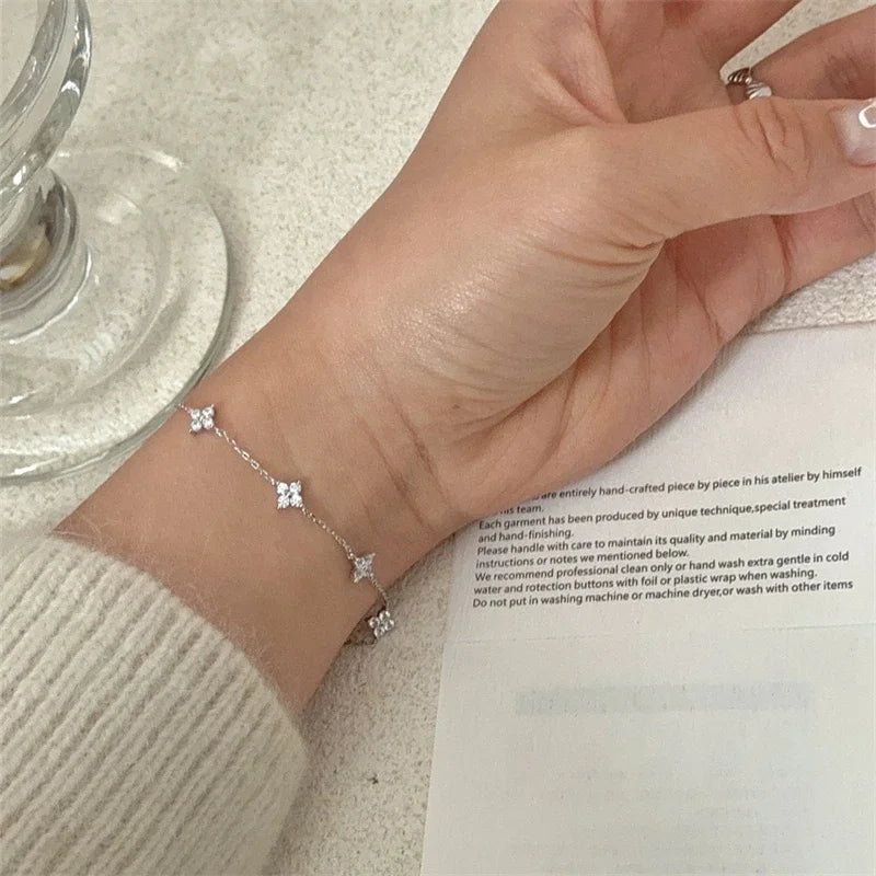 Crystal Flower Stainless Steel Bracelet and Necklace – Elegant Women’s Jewelry Gif