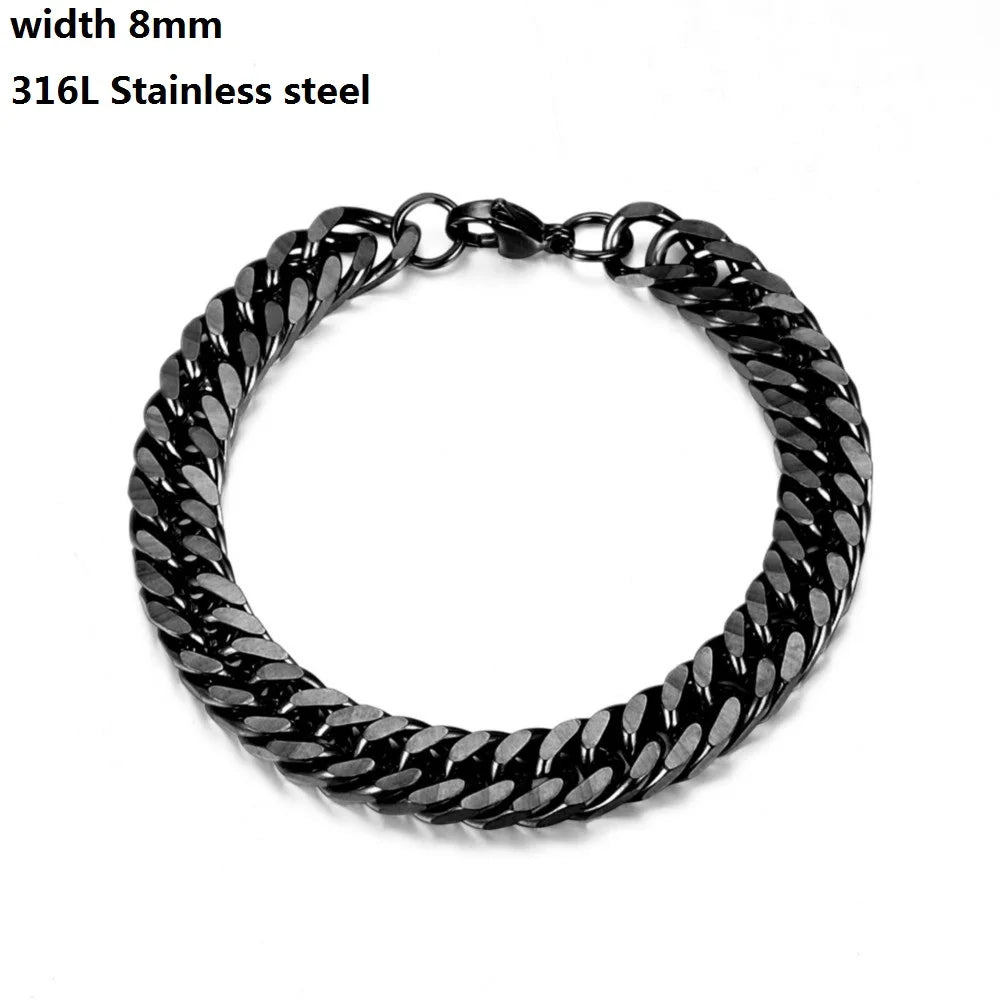 Unisex Cuban & Figaro Chain Bracelet – Stainless Steel Jewelry