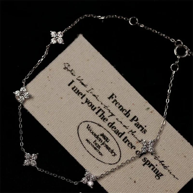 Crystal Flower Stainless Steel Bracelet and Necklace – Elegant Women’s Jewelry Gif