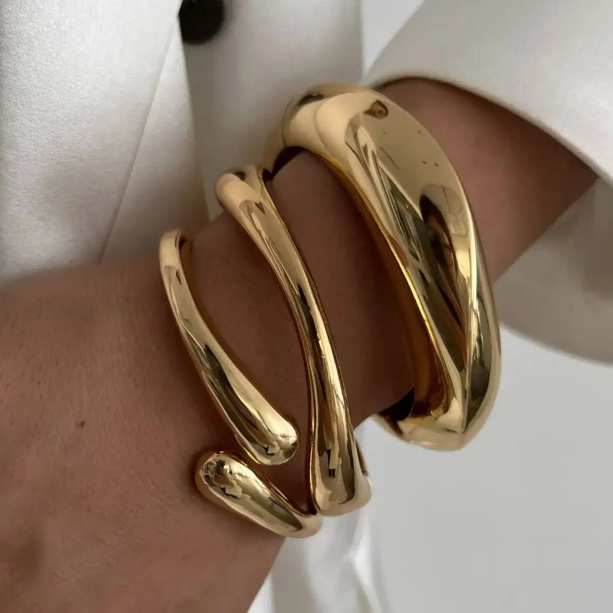 Geometric Metal Cuff – Vintage Gold & Silver Bangles