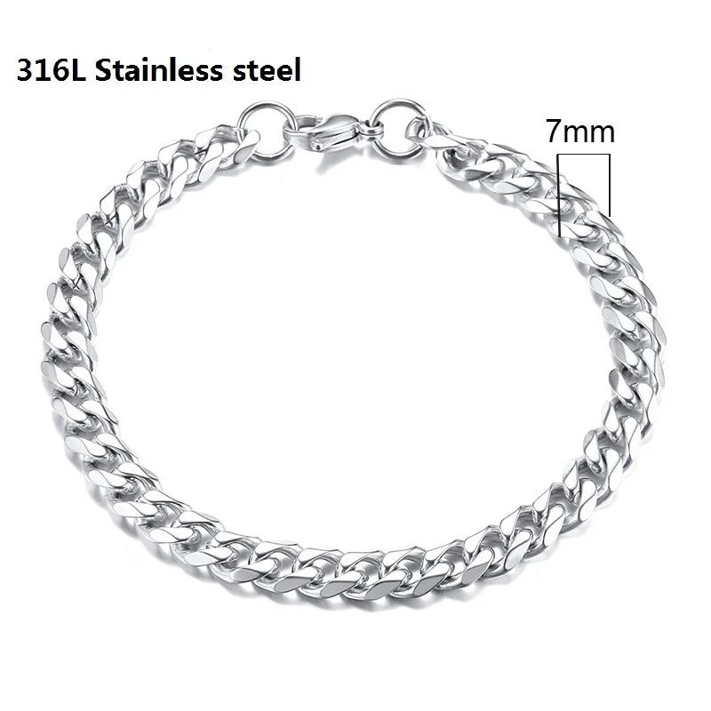 Unisex Cuban & Figaro Chain Bracelet – Stainless Steel Jewelry