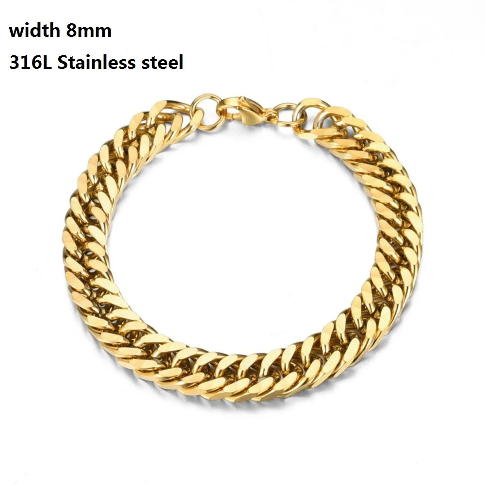 Unisex Cuban & Figaro Chain Bracelet – Stainless Steel Jewelry