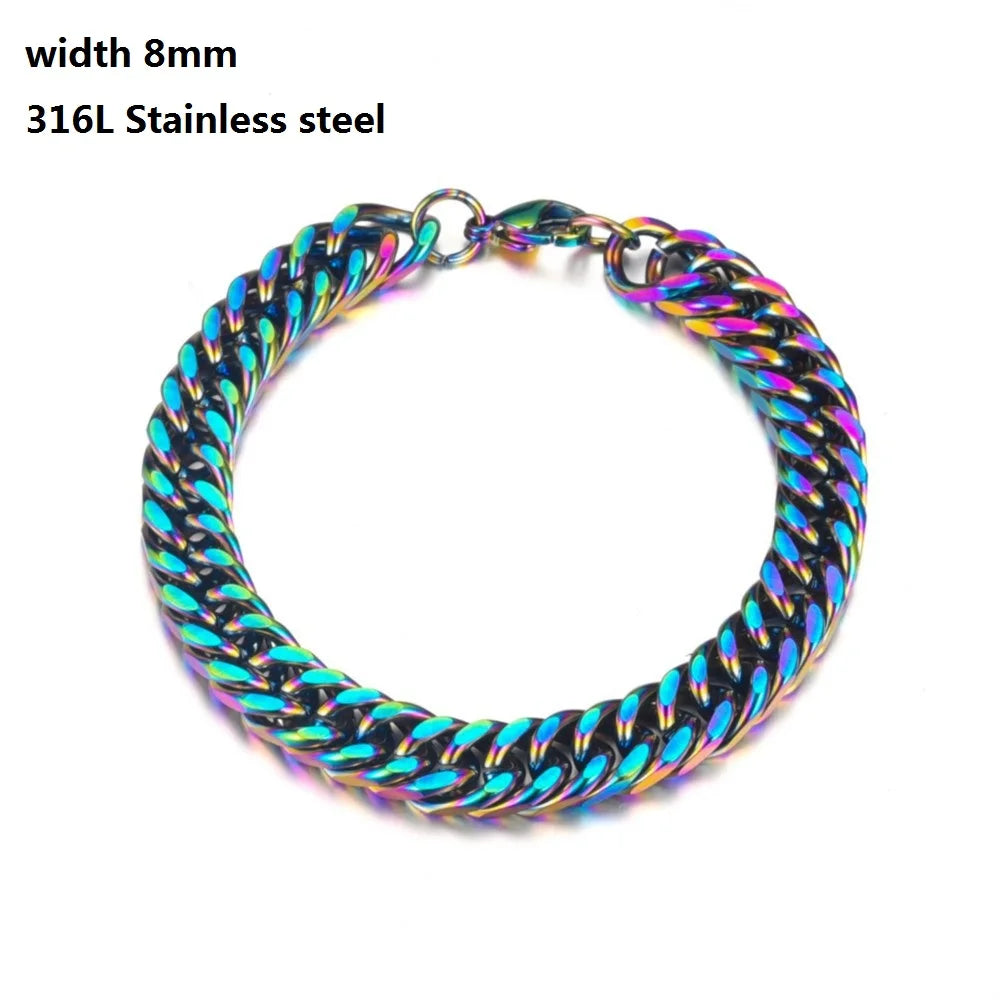 Unisex Cuban & Figaro Chain Bracelet – Stainless Steel Jewelry