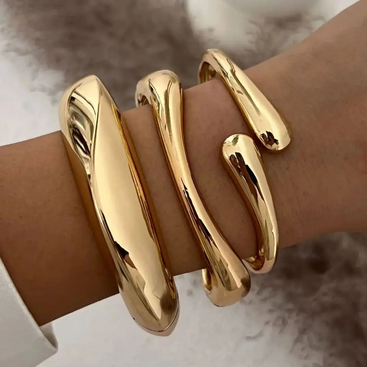 Geometric Metal Cuff – Vintage Gold & Silver Bangles