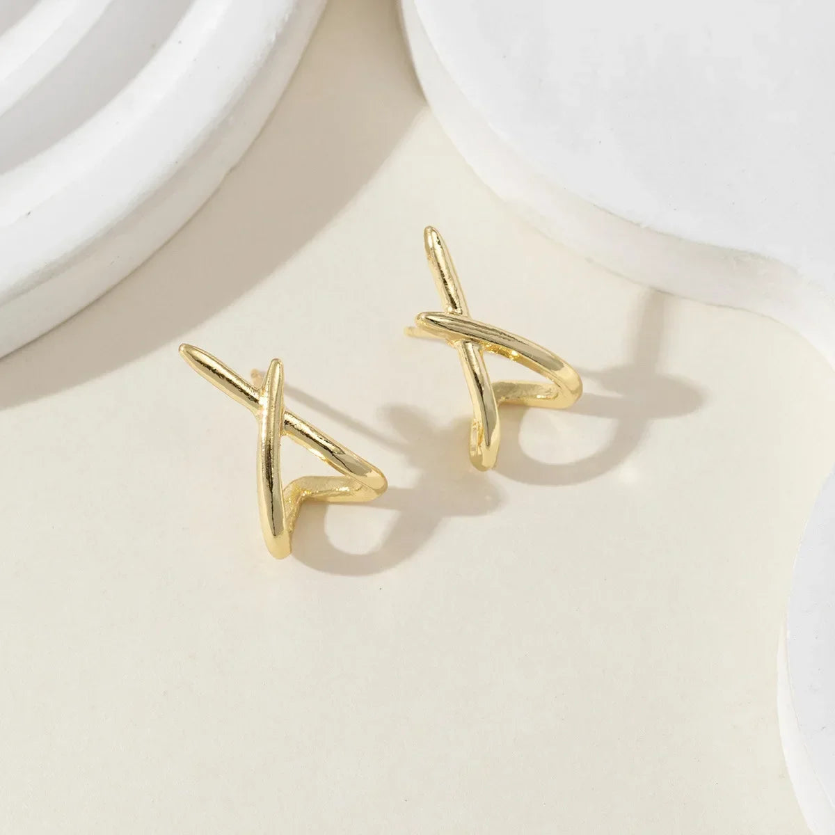 LATS Dainty Gold Cross Earrings – Simple & Stylish Jewelry for Women