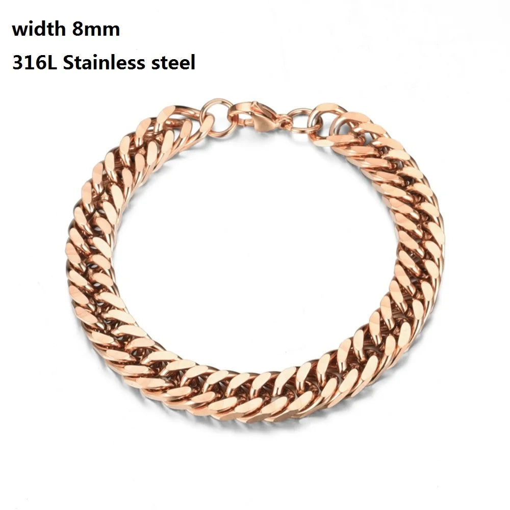 Unisex Cuban & Figaro Chain Bracelet – Stainless Steel Jewelry
