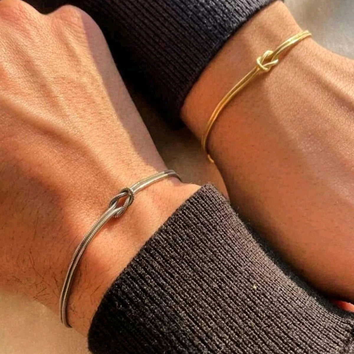 Matching Gold Plated Couple Bracelets – Elegant Stainless Steel Set