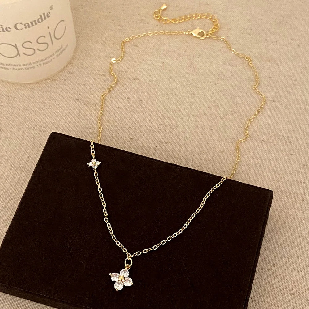 Crystal Flower Stainless Steel Bracelet and Necklace – Elegant Women’s Jewelry Gif