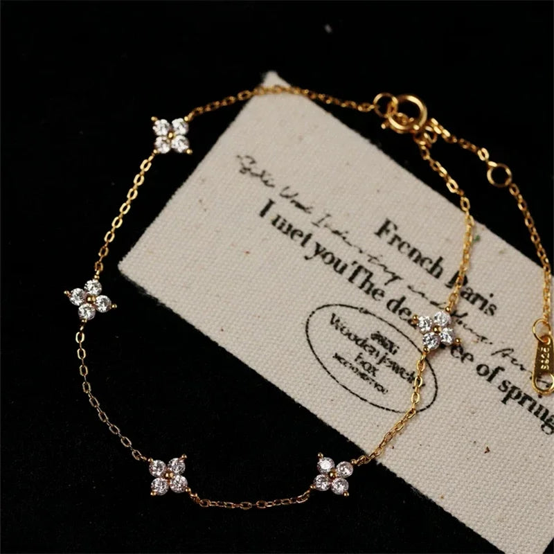 Crystal Flower Stainless Steel Bracelet and Necklace – Elegant Women’s Jewelry Gif