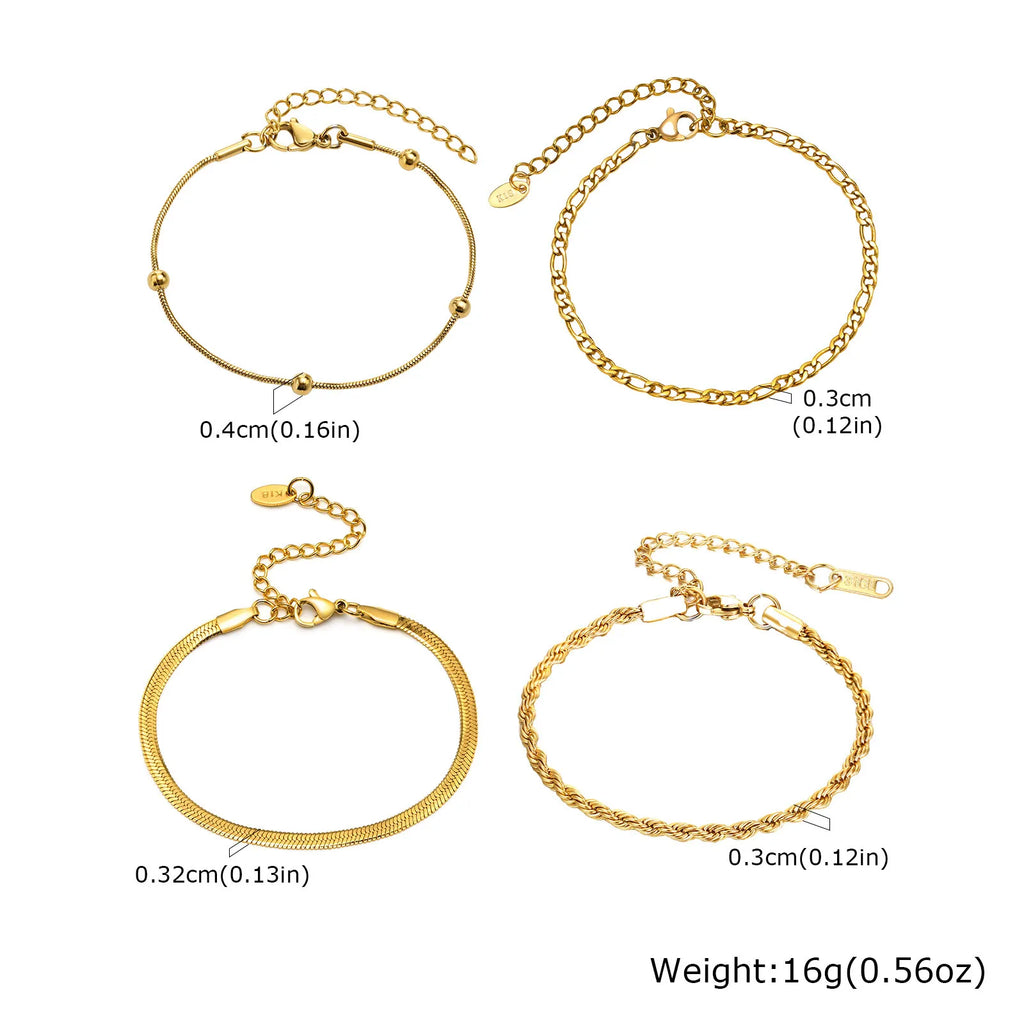 Luxury Gold Plated Herringbone Bracelet – Elegant Stackable Jewelry for Women