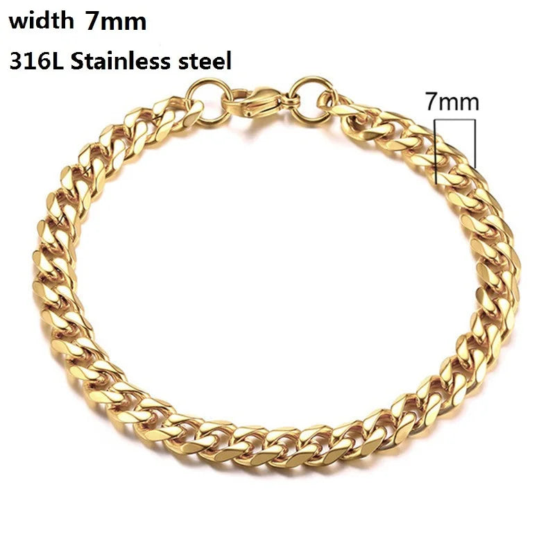 Unisex Cuban & Figaro Chain Bracelet – Stainless Steel Jewelry