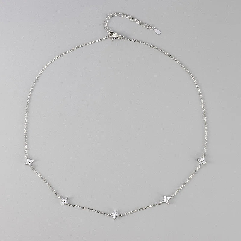 Crystal Flower Stainless Steel Bracelet and Necklace – Elegant Women’s Jewelry Gif