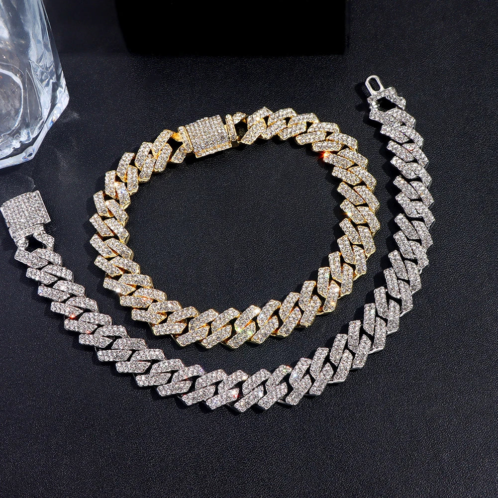Miami Cuban Rhinestone Bracelet – Bold 14MM Jewelry Gift for Him & Her