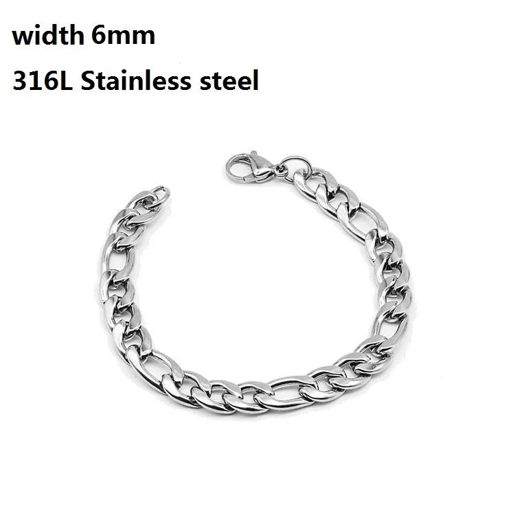 Unisex Cuban & Figaro Chain Bracelet – Stainless Steel Jewelry