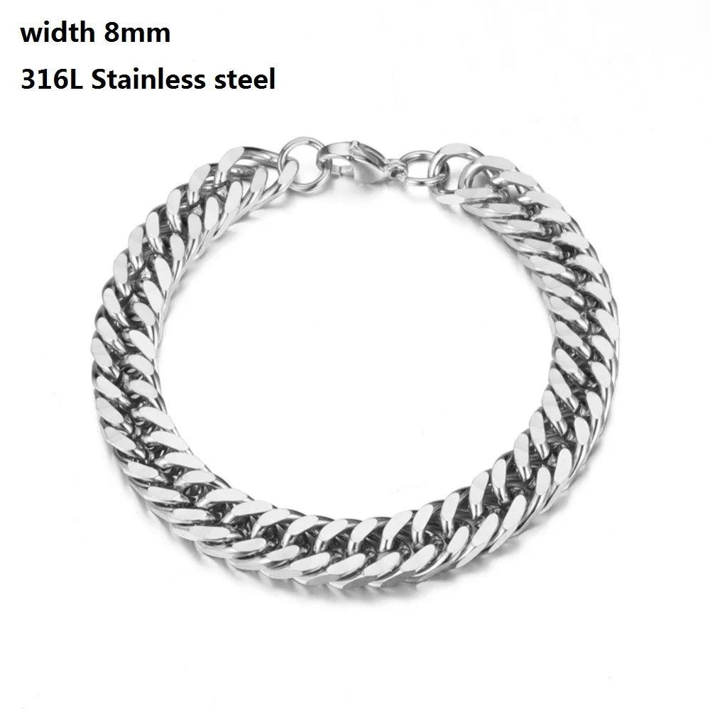 Unisex Cuban & Figaro Chain Bracelet – Stainless Steel Jewelry