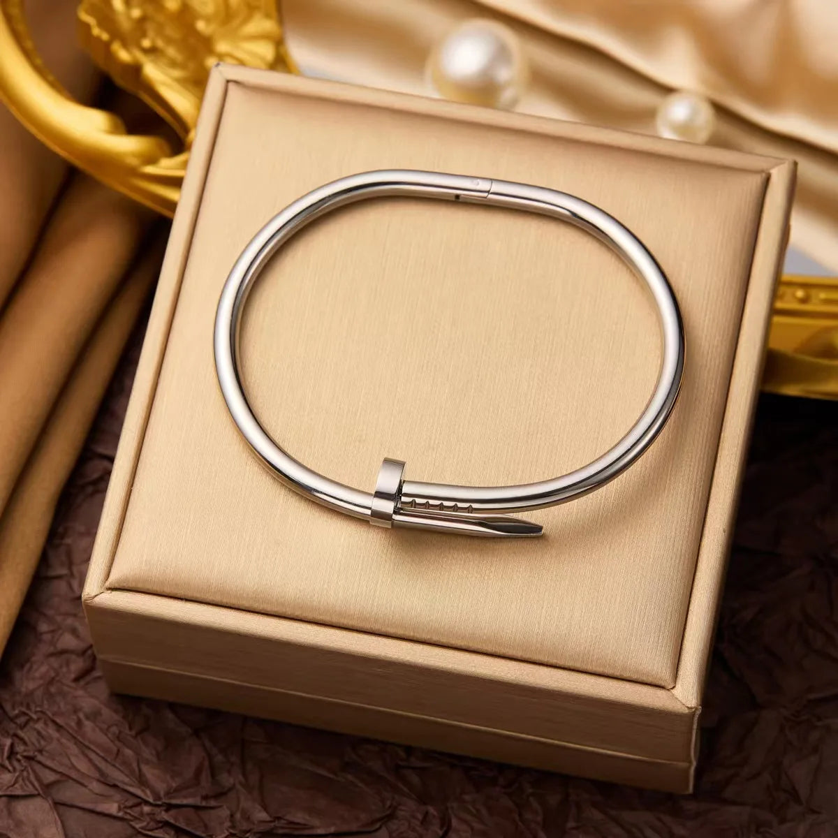 Women’s Nail Design Bracelet – Chic Stainless Steel Accessory