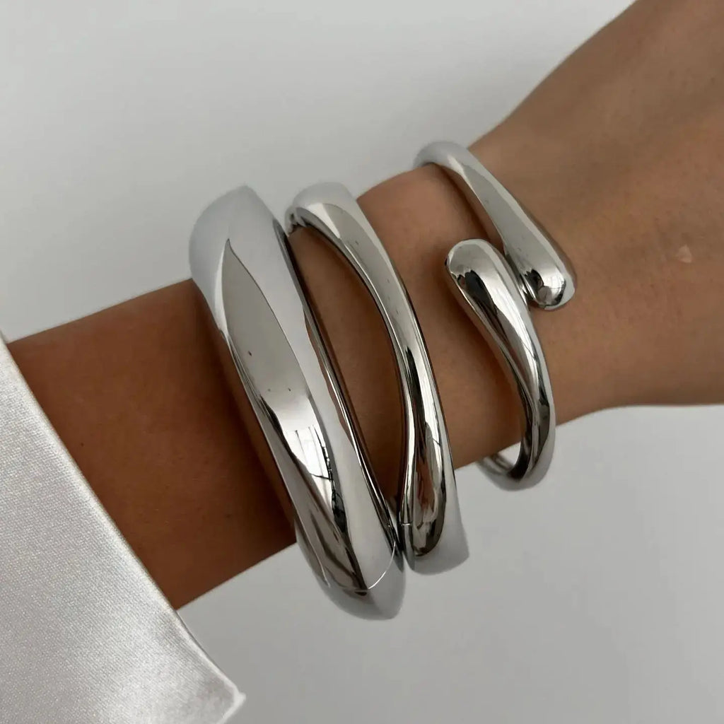 Geometric Metal Cuff – Vintage Gold & Silver Bangles
