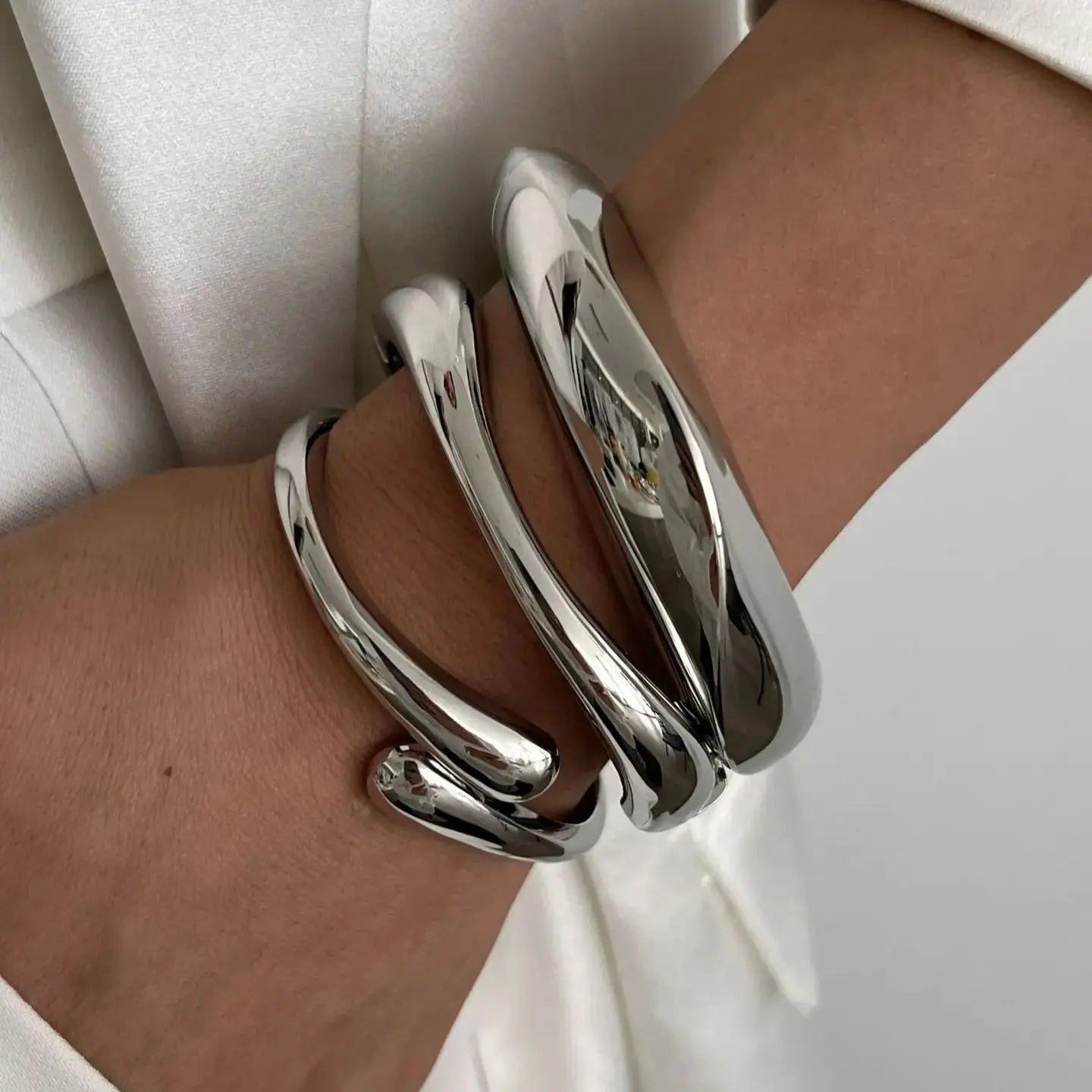 Geometric Metal Cuff – Vintage Gold & Silver Bangles